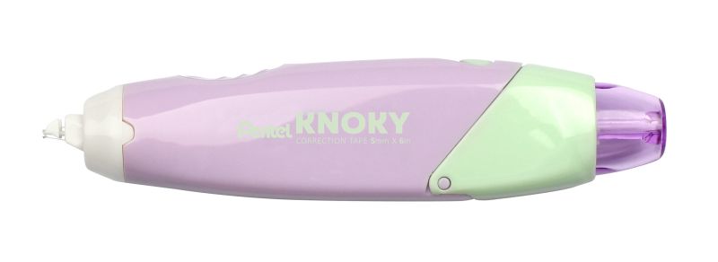 Pentel Knoky Korrekturband mit Druckmechanik, ergonomische Form, nachfüllbar, Länge 6m, Breite 5mm, Gehäusefarbe violett