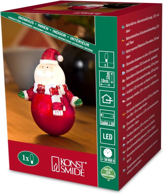 Konstsmide Weihnachtsfigur 4455-000 LED Wippfigur Weihnachtsmann Batterie