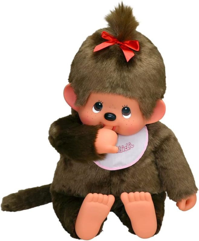 Sekiguchi 255630 Monchhichi Plüschfigur Mädchen mit Latz pink/braun 80cm