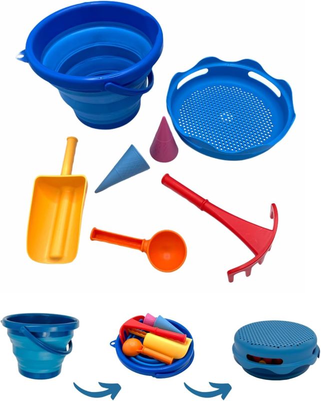 Donic Schildkröt Falteimerset 7 in 1 Sand Toys blau rosa 2fach sortiert