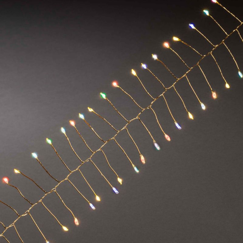 Konstsmide 1465-580 - Micro LED Lichterkette, Firecracker, mit 6h-Timer, 60 bunte Dioden, batteriebetrieben, Innen, goldfarbener Draht