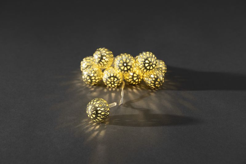 Konstsmide 3188-803 -  10er LED Dekolichterkette goldene Metallkugeln