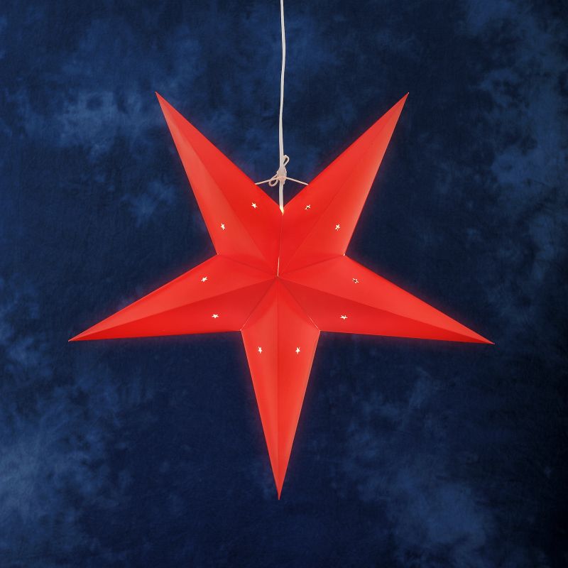 Konstsmide 2964-500 - Roter Papierstern, 70 x 70 cm für den Innenbereich - Leuchtmittel nicht im Lieferumfang enthalten