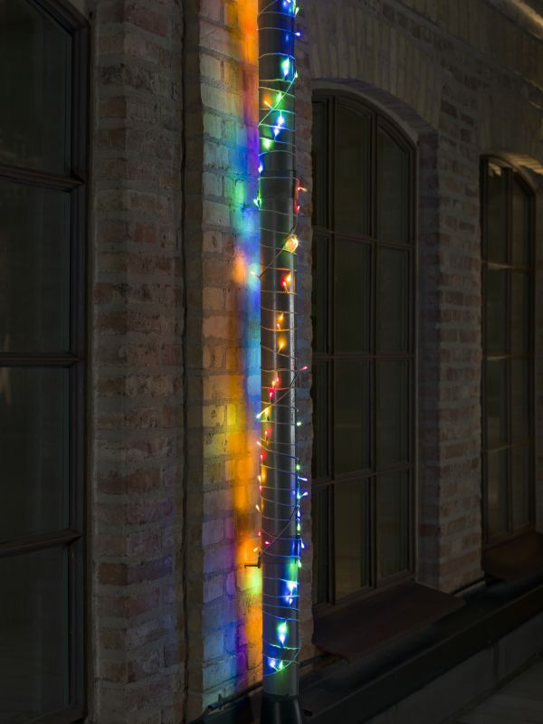 Konstsmide 3812-502 - Micro LED Lichterkette, gefrostet, 120 bunte Dioden, 30V Außentrafo, weißes Kabel