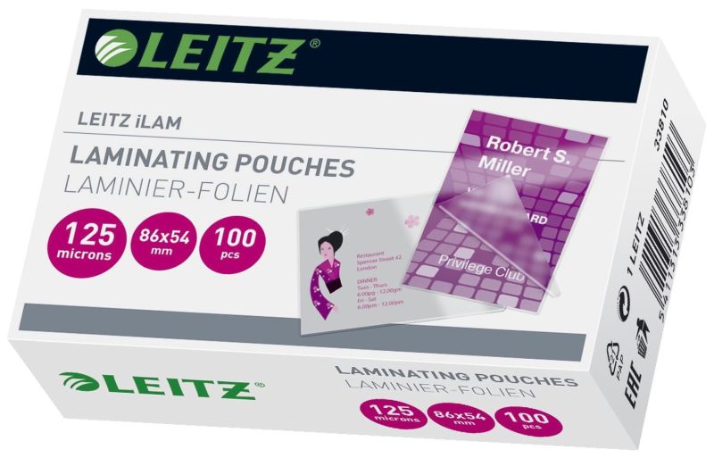 Leitz 33810 Folientasche - Kreditkarte, glänzend, 125 mym, 100 Stück