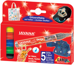 KREUL Textilmarker JAVANA texi mäx GLITTER, 5er-Set