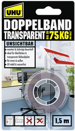 UHU Montage-Klebeband TRANSPARENT, doppelseitig, bis 75 kg