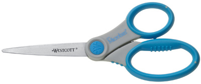 WESTCOTT Schere Microban Softgrip, Länge: 210 mm, grau/blau