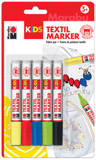 Marabu KiDS Textilmarker, 5 x 3 ml, 5er Blister