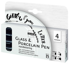 KREUL Glass & Porcelain Pen Handlettering, 4er-Set