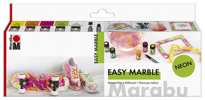 Marabu Marmorierfarbe easy marble, Set NEON