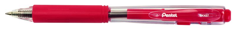Pentel Kugelschreiber BK437, mit ergonomischer Griffzone, Druckmechanik, 0,35mm, Rot