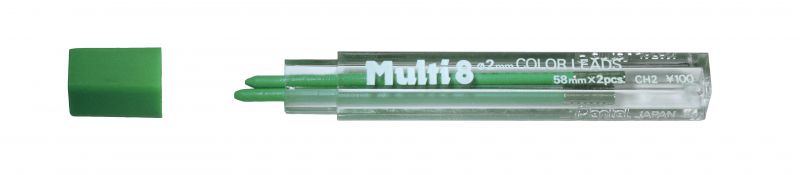 Pentel Druckbuntstift-Mine für Mehrfarb-Zeichenstift CH2, 2,0mm, Hellgrün Inhalt: 2 Farbminen