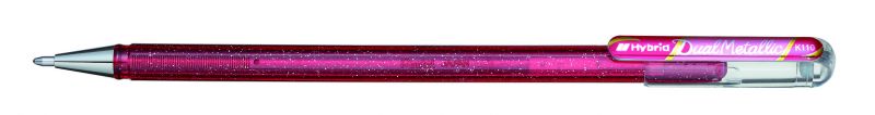 Pentel Glitzer-Gel-Tintenroller Dual Metallic K110, 0,5mm, Pink/Metallic-Pink