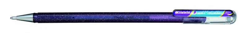 Pentel Glitzer-Gel-Tintenroller Dual Metallic K110, 0,5mm, Violett/Metallic-Blau