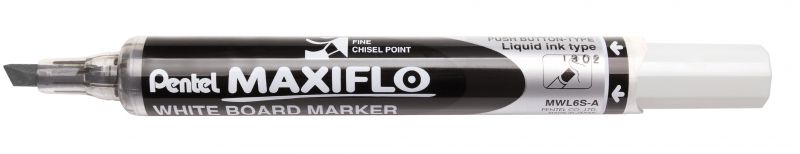 Pentel Whiteboard-Marker Maxiflo MWL6S, 2 - 5mm Keilspitze, Schwarz