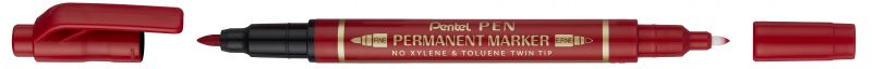 Pentel Permanent-Marker Twin Tip N75W, 0,3 - 1,2mm Rundspitze, Rot