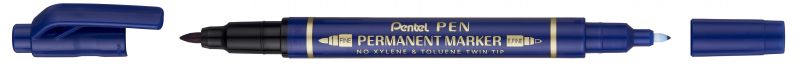 Pentel Permanent-Marker Twin Tip N75W, 0,3 - 1,2mm Rundspitze, Blau