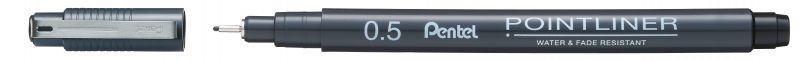 Pentel Pigmentierter Fineliner Pointliner S20P, 0,5mm, Schwarz