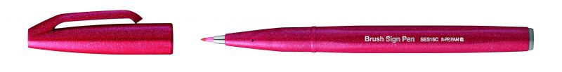 Pentel Brushpen Sign Pen Brush SES15 mit flexibler Pinselspitze, fein schreibend, Rot