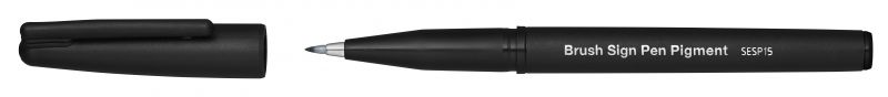 Pentel Brushpen Sign Pen Brush Pigment SESP15 mit pigmentierter Tinte, flexible Pinselspitze, Schwarz