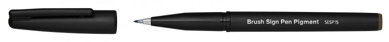 Pentel Brushpen Sign Pen Brush Pigment SESP15 mit pigmentierter Tinte, flexible Pinselspitze, Sepia