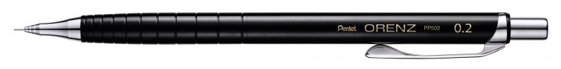 Pentel Druckbleistift Orenz XPP502 mit Anti-Minenbruch-Technik, 0,2mm HB, Gehäusefarbe: Schwarz