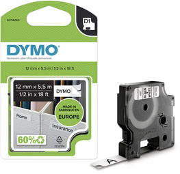 DYMO D1 Schriftbandkassette schwarz/weiß, 19 mm x 5,5 m
