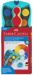 FABER-CASTELL Deckfarbkasten CONNECTOR, 12 Farben, blau