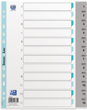 ELBA Kunststoff-Register, Zahlen, A4, grau, 12-teilig, Ü.b.