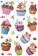 HERMA Sticker DECOR Cupcakes, Folie beglimmert