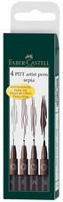FABER-CASTELL Tuschestift PITT artist pen, sepia, 4er Etui