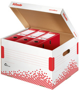 Esselte Archiv-Klappdeckelbox SPEEDBOX, Große: L, weiß/rot,