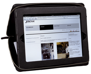 Alassio iPad Organizer FLUSH, Leder, schwarz / grau