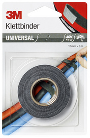 3M Universal Klettbinder, 12 mm x 3 m, schwarz/grau