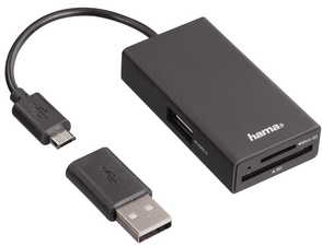 hama USB 2.0 OTG Hub / SD Card-Reader Kartenleser, schwarz