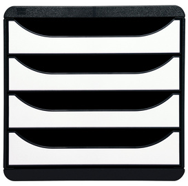 EXACOMPTA Schubladenbox BIG-BOX, 4 Schübe, schwarz glossy