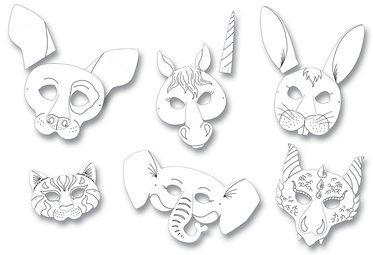 folia Kindermasken Tiere, aus Pappe, 6 Motive sortiert