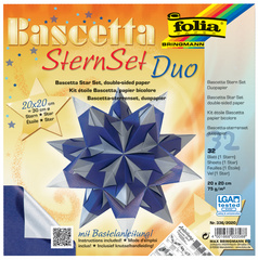 folia Faltblätter Bascetta-Stern, 200 x 200 mm, blau/silber