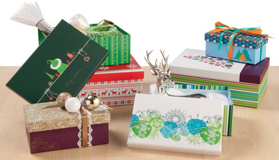 folia Geschenkboxen-Set Weihnachten, bedruckt, 6er Set