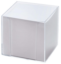 folia Zettelbox, Kunststoff, glasklar, Füllung: weiß/farbig