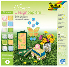 folia Designpapierblock Blumen, 305 x 305 mm, 12 Blatt