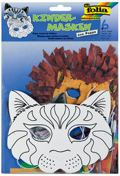 folia Kindermasken Katze, aus Pappe, weiß