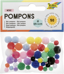 folia Mini-Pompons, 50 Stück, farbig sortiert
