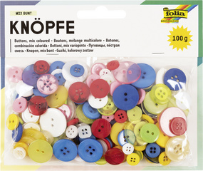 folia Knöpfe-Mix, 100 g, farbig sortiert