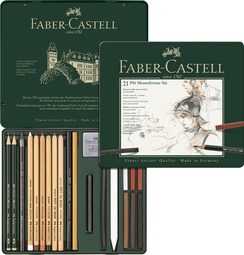 FABER-CASTELL PITT MONOCHROME Set medium, 21-teiliges Etui