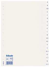 Esselte Kunststoff-Register, A-Z, A4, 20-teilig, PP, weiß