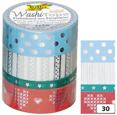 folia Deko-Klebeband Washi-Tape Hotfoil Silber III, 4er Set