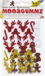 folia Moosgummi Glitter-Sticker Weihnachten II, sortiert