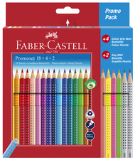 FABER-CASTELL 201540 Dreikant-Buntstifte Colour GRIP, Promoetui Promotionset Colour Grip 18+4+2